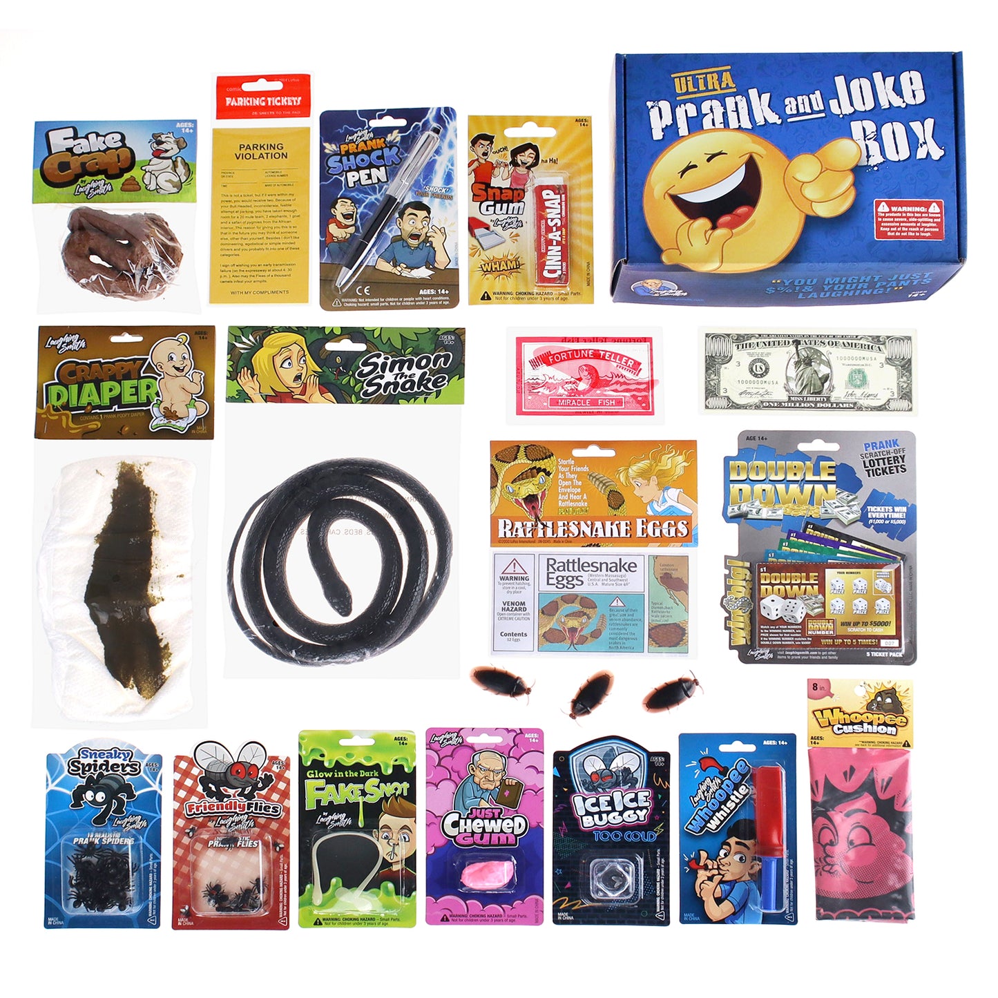 Laughing Smith Ultra Prank and Joke Box - 28 Funny Pranks with Over 80 Total Pieces