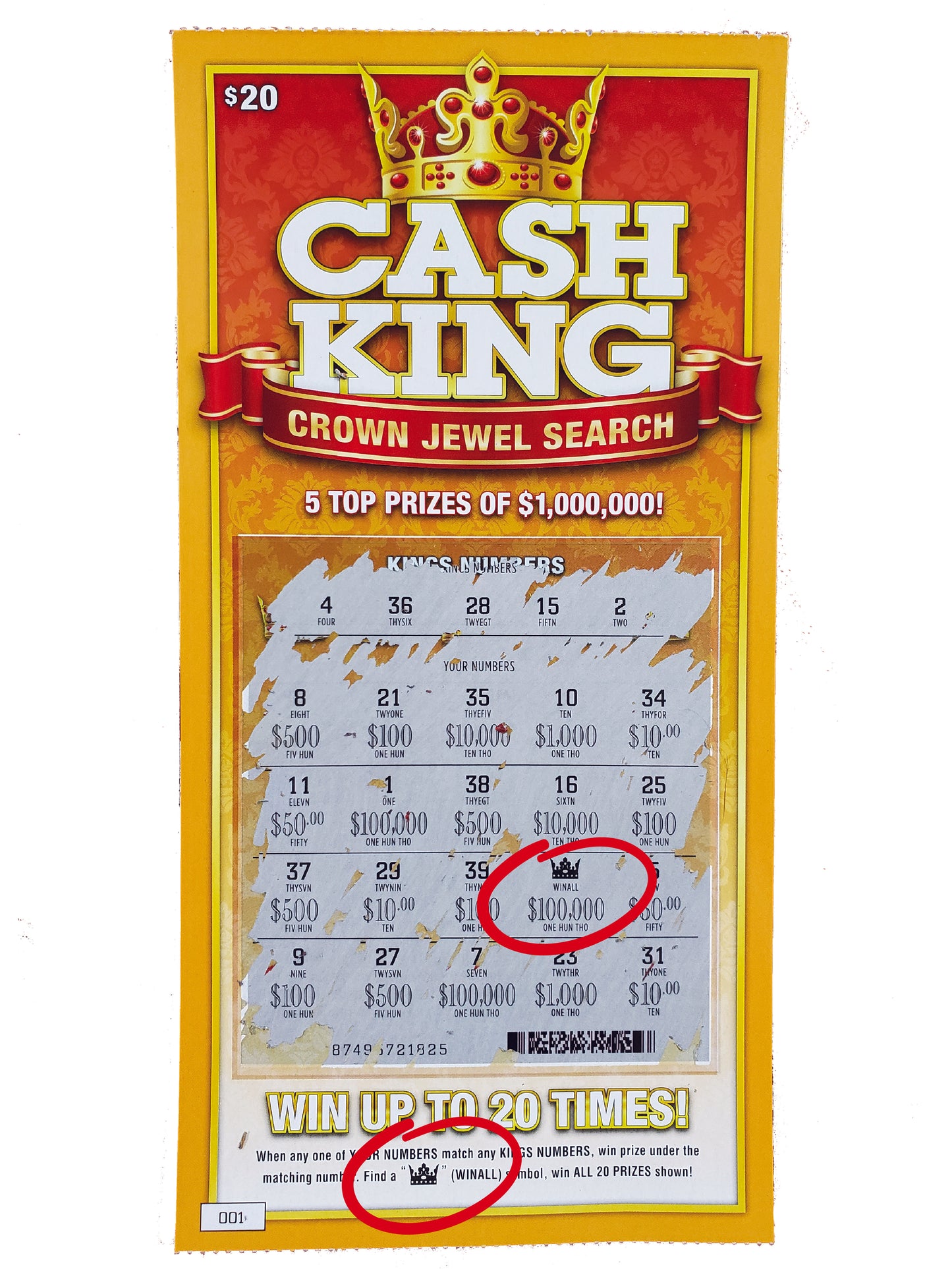 Cash King & Millionaire Jackpot Fake Lottery Tickets