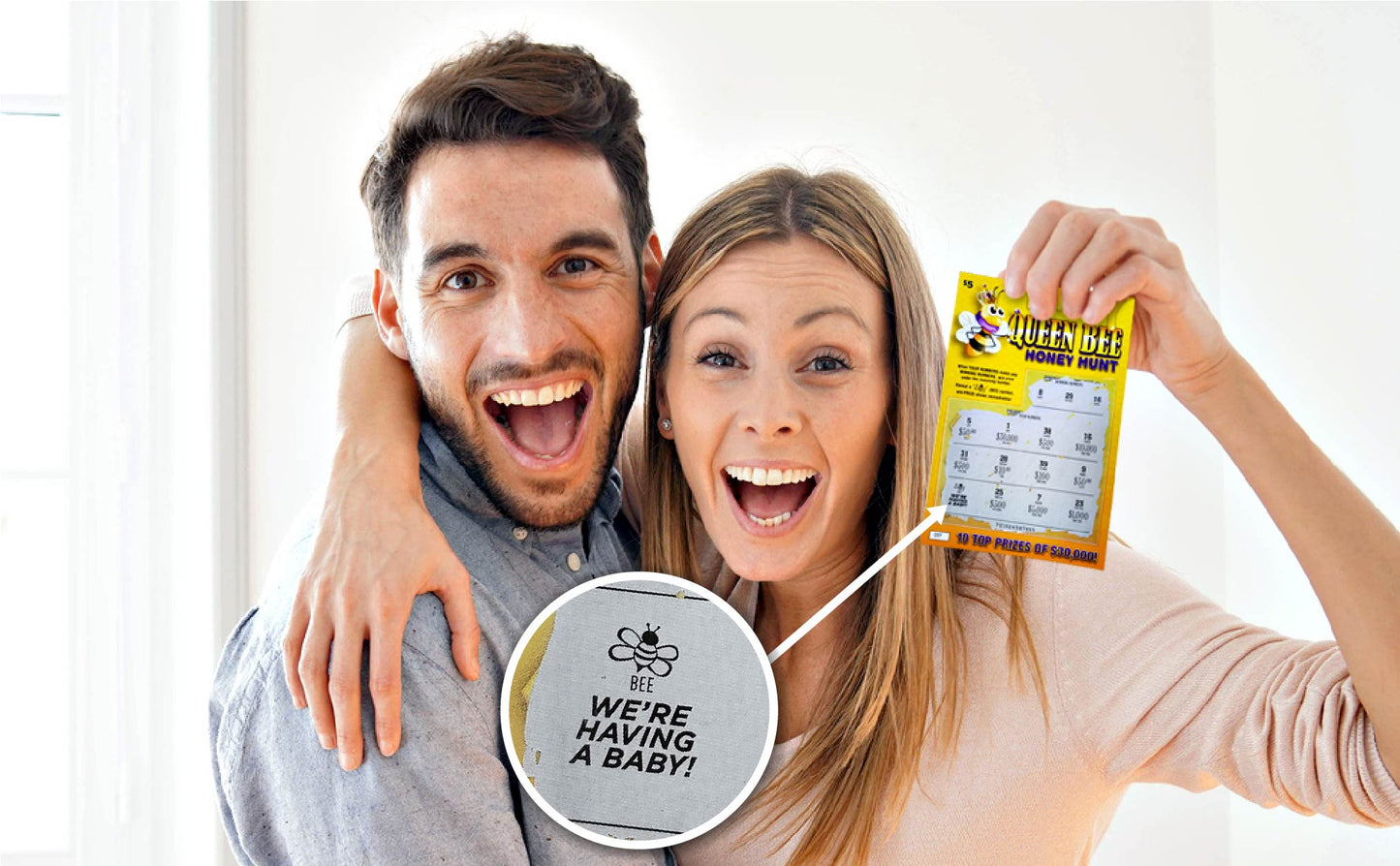 Pregnancy Announcement Scratch Off Lottery Ticket (6pk) - Joke 10,000 Dollar Win Adds Excitement